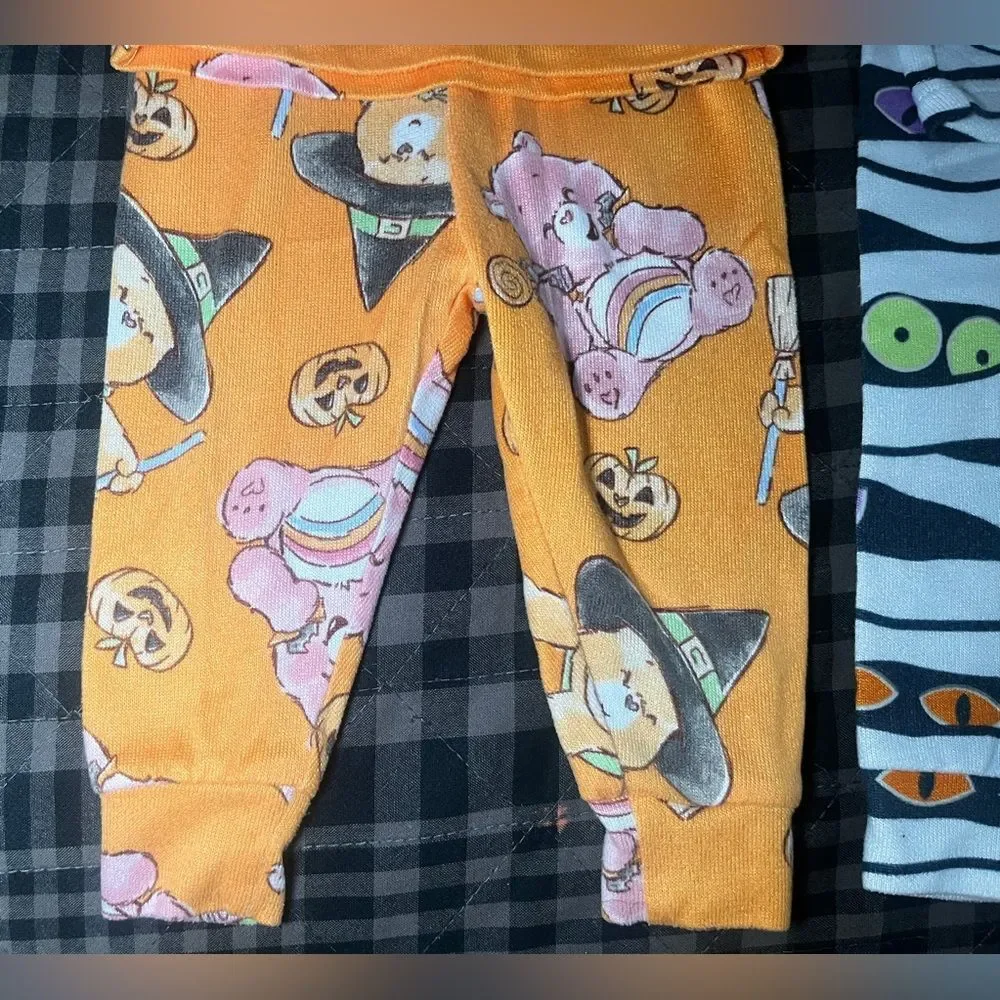 4 Piece Halloween Pajama Bundle Care Bears and Mickey Mouse Size 12 Months